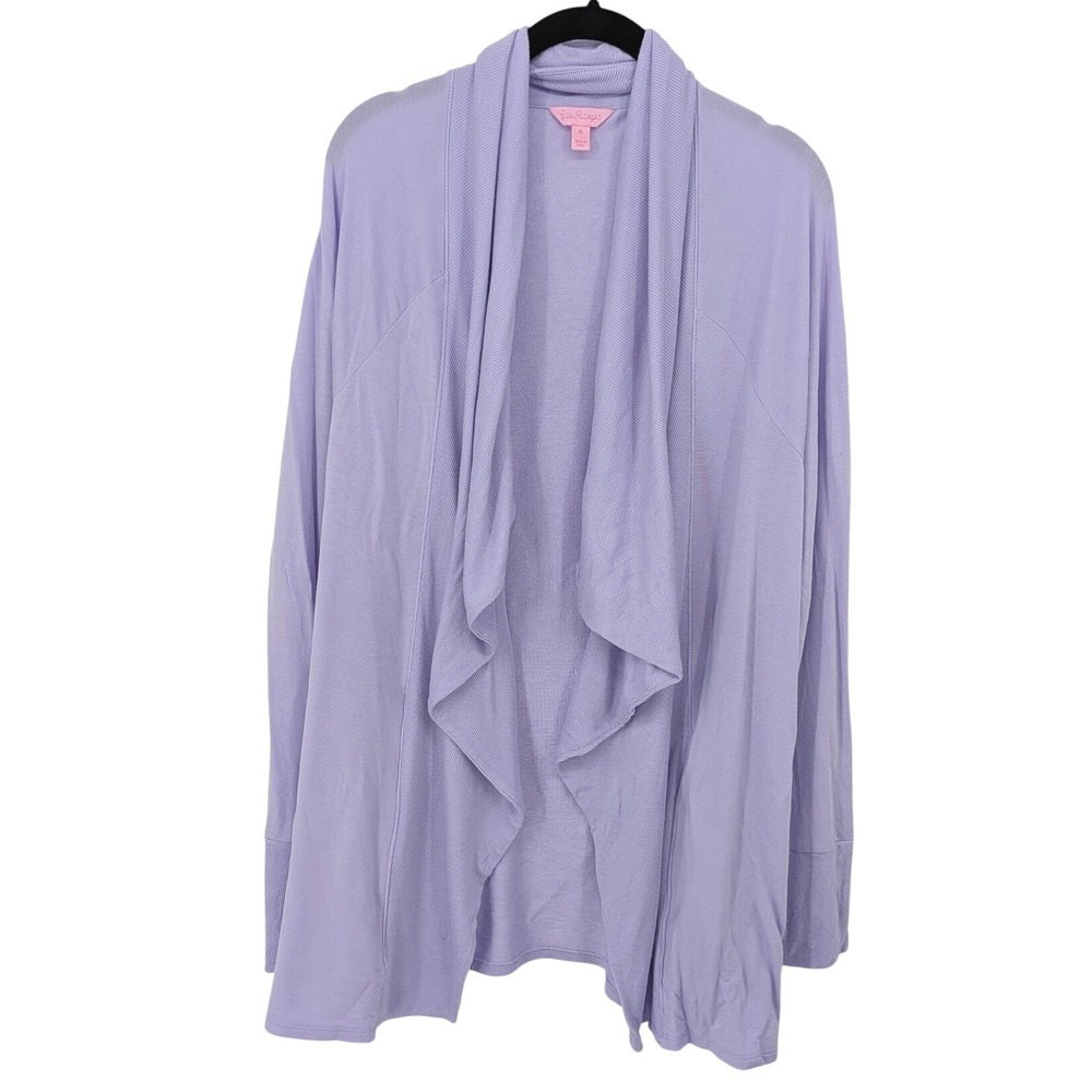 Lilly Pulitzer Cardigan Women XL Purple Waterfall Open Front Modal Blend Solid
